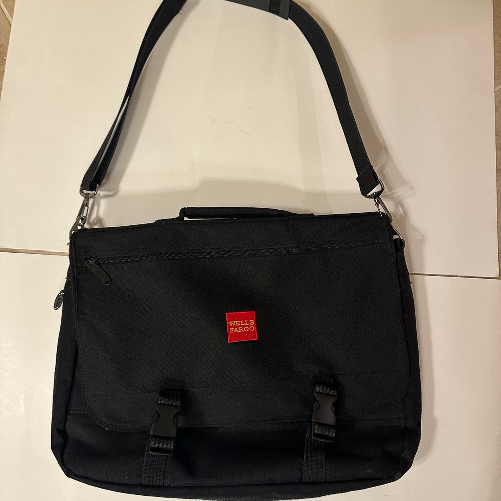 Black Laptop Bag, with Wells Fargo logo